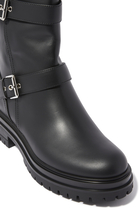 Thiago Leather Double Strap Ankle Bootie